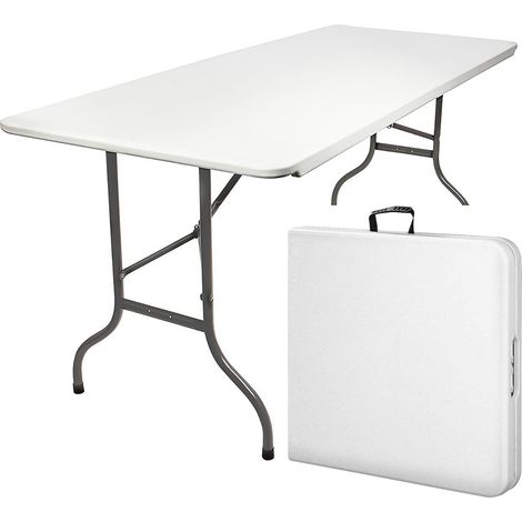 MaxxGarden Mesa Dobravel - Mesa de Jardín Plegable - Madera de Ingeniería - Exterior - Portatil - 180 x 70 x 74 cm - Blanco (1/5)