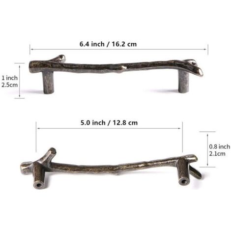 FOREHILL 10x Astförmige Möbelgriffe 128mm Schrankgriffe aus Zinklegierung mit Bronzeschrauben (1/4)