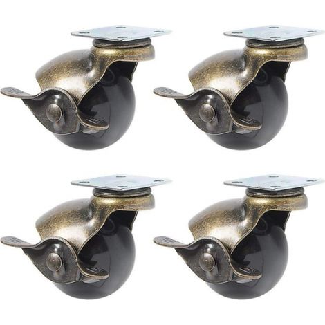 Möbelrollen (1,5" (40 mm) - mit Bremsen) 4 flache Rollen mit