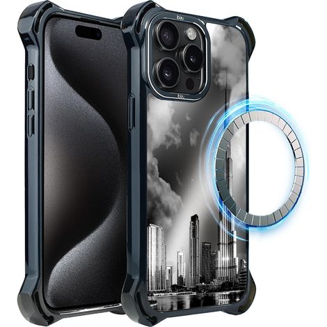 Coque iPhone 15 Pro Max ibizu DropGuard Ultra avec MagSafe, Noir City, Burj Khalifa (1/5)