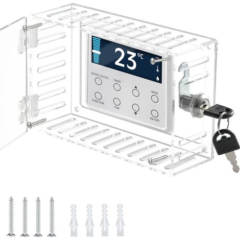 Boîtier de verrouillage pour thermostat avec clé,couvercles de thermostat universels en acrylique pour thermostats Google Nest (18 x 12 x 6 cm) (1/5)