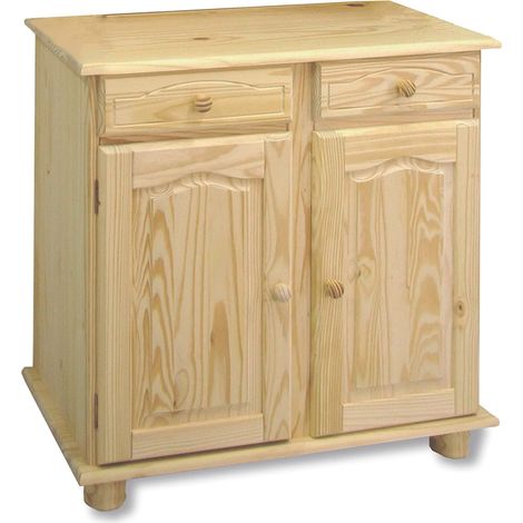 Aparador de 2 puertas y 2 cajones acabados sin barnizar. 86x88x44 cm (Alto/Ancho/Fondo) Instrucciones de montaje en el interior de la caja