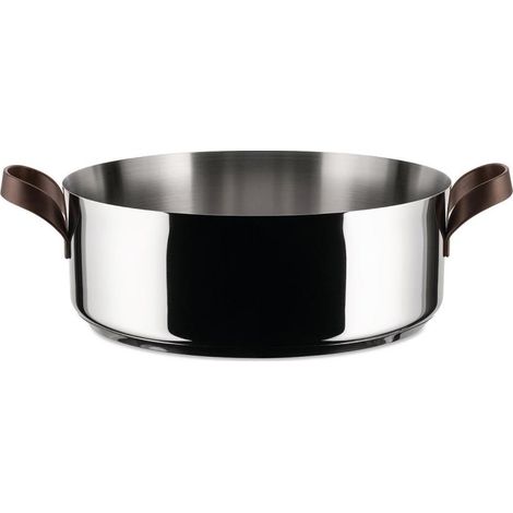 Alessi EDO Casseruola Bassa D 24 Cm a Due Manici in Acciaio Inox e PVD Marrone (1/4)