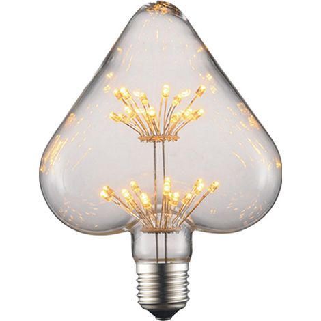 Bombilla LED creativa con forma de corazón y boca de rosca grande, luz de estrella, luz amarilla cálida, bombilla decorativa irregular (1/4)
