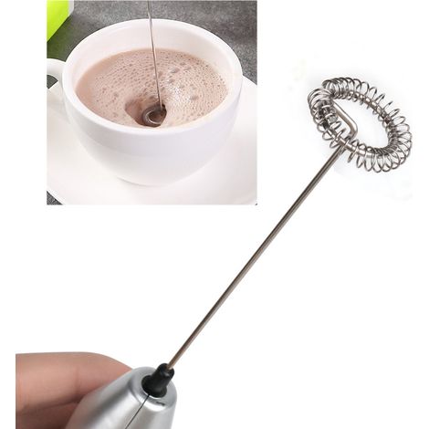 Mousseur à Lait Electrique Mélangeur à Mousse en Acier Inoxydable Anti-adhésive pour Briser les Oeufs sur Batterie (1/5)