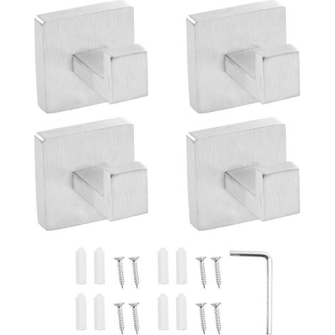 Ventouses en acier inoxydable, lot de 4, finition transparente, aspiration puissante pour une organisation optimale de la salle de bain et de la cuisine, installation facile, couleur argent (1/5)