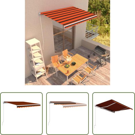 Auvent rétractable - Auvent manuel rétractable 350x250 cm Orange et marron (1/5)