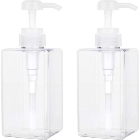 450-ml-Seifenspender, 2er-Set leere Kunststoff-Pumpflaschen für Küche und Bad – Transparent (1/4)