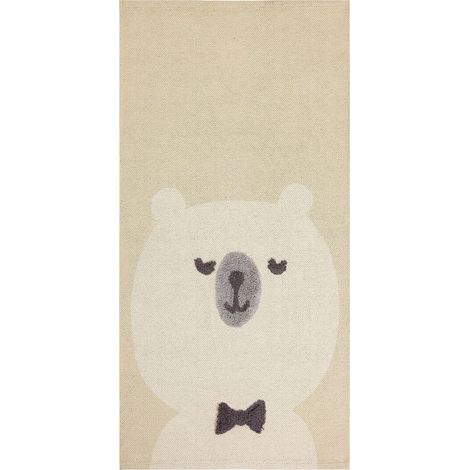 Tapis Enfant Fait Main Motif Ours 80 x 150 cm en Coton Beige Simau (1/5)