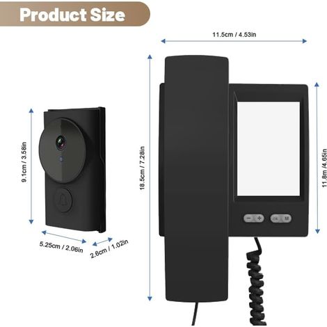 Campanello senza fili con schermo telecamera 1080P, videocitofono impermeabile IP44, audio bidirezionale, visione notturna, non richiede app o abbonamento Wi-Fi - ALTRO (1/3)