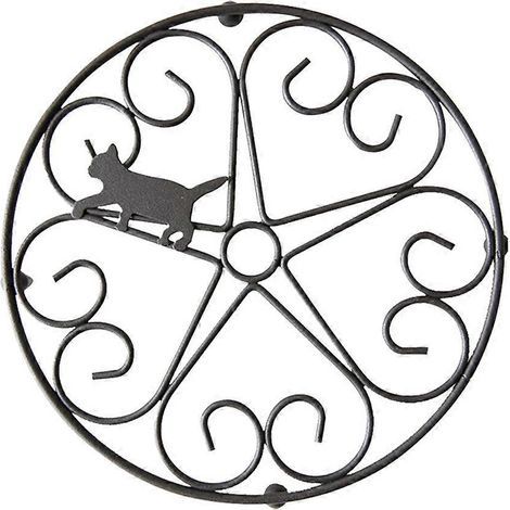 Hitzebeständiger Untersetzer aus Schmiedeeisen mit Katzenmotiv, Isolierschale mit Verbrühungsschutz für Zuhause, Büro und Restaurant (Schwarz) – 18 cm – Schwarz (1/4)