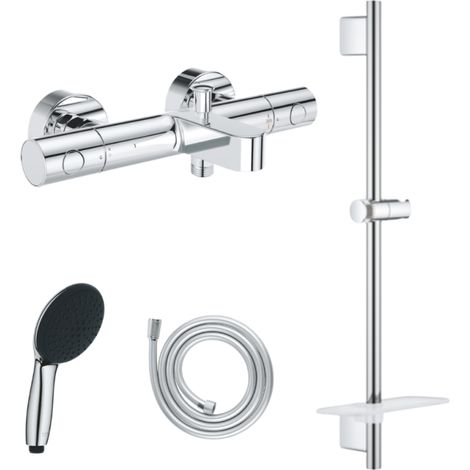 Pack mitigeur BD thermostatique GROHE Precision Get + Douchette Vitalio Start 110 + Barre Quickflix Vitalio Smartactive + Flexible