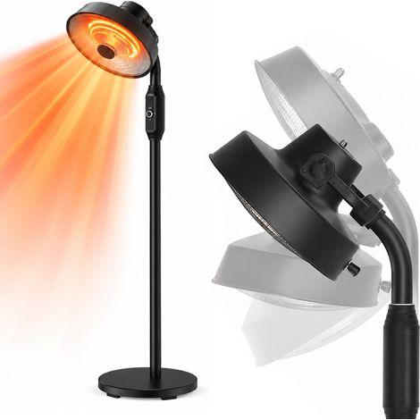 Stufa Patio Fungo Riscaldatore Elettrico Piantana 2000W Carbonio H.202cm - Inclinazione e potenza regolabile - Protezione IP24 (1/5)