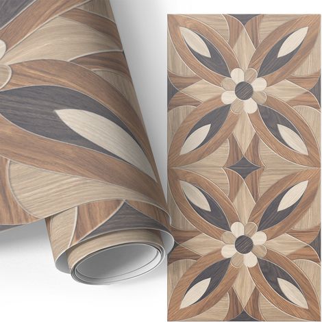 Möbelfolie - Klebefolie für Möbel - Selbstklebefolie - Dekorfolie - Küchenfronten bekleben - Holzblumen 65x130 cm