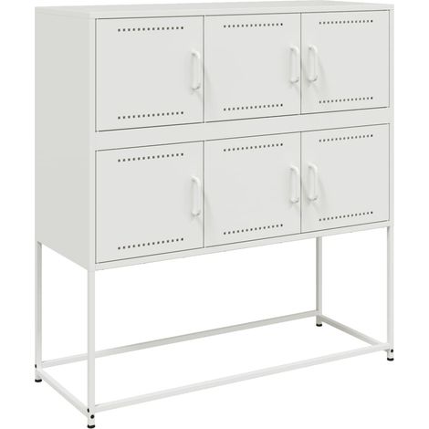 Credenza cassettiera cassettiera mobile contenitore organizer cucina soggiorno soggiorno 100,5 x 39 x 107 cm acciaio bianco 020030143