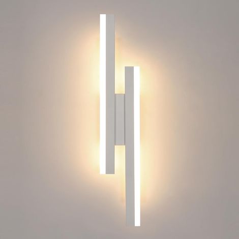 GOECO Acryl-LED-Wandleuchte, nordisches Design, weiß, 40 x 9,5 x 4 cm, 16 W, dreifarbiges Licht, für moderne Räume