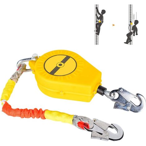 Dispositif Anti Chute a Rappel Automatique, Ligne de Vie Auto-Rétractable, Anti Chute a Rappel Automatique, Corde de Sécurité pour Toiture, D'échafaudage et Travaux en Hauteur, Charge:150kg (1/5)