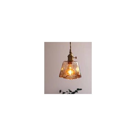 Type A -éclairage à la maison Intérieur e27 lampe à suspension en verre ambré lampe en verre de style vintage-Avec lumière chaude LED 4W (1/2)