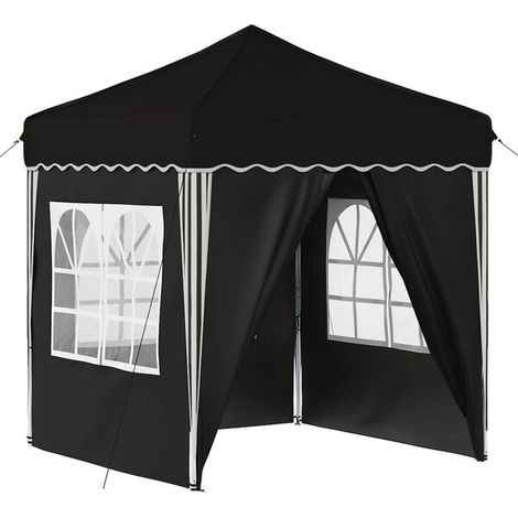 Tente de réception portable noire, dimensions : 195 x 195 x 245 cm, tissu Oxford. (1/5)