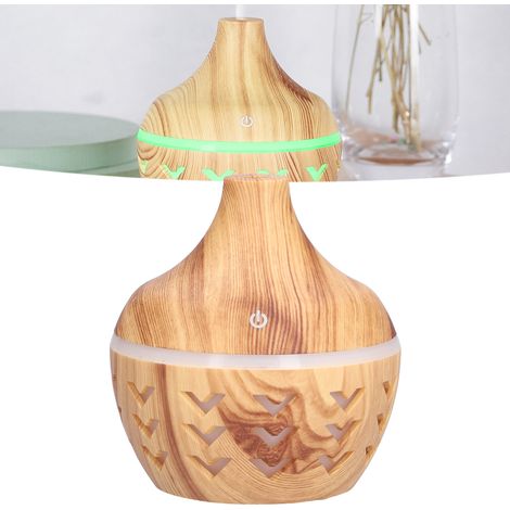 Humidificateur imitation bois 300 ml, humidificateur d'aromathérapie, humidificateur avec veilleuse d'ambiance, diffuseur d'aromathérapie imitation bois, alimentation USB. (1/5)