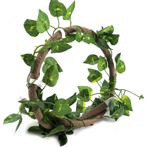 Liane d'escalade flexible pour reptiles - Branche en rotin 3.28ft avec feuilles de Scindapsus - Décoration jungle terrarium (1/5)