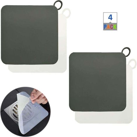 Tapis anti-odeur en silicone pour drain de sol, bouchons de vidange en gel de silice, couvercle désodorisant anti-odeur 4 pièces-Crezuo
