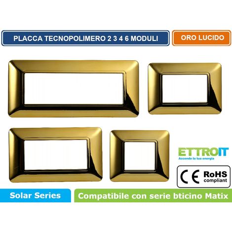Placca compatibile Bticino Matix 2 moduli plastica colore oro lucido (1/5)