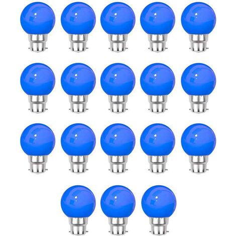 Lot de 18 ampoules Led BleuB22 Incassables - Guirlandes guinguette - Culot baïonnette