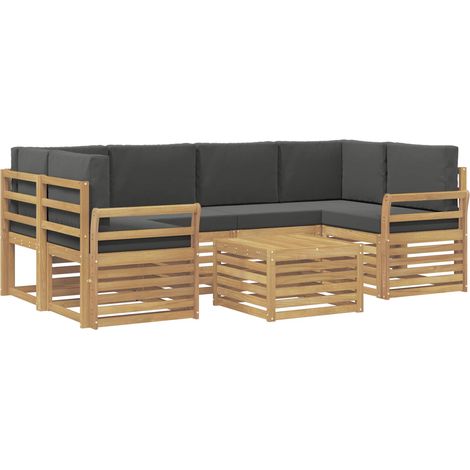 Set di divani da esterno 7 pz Bianco e Antracite Poliestere vidaXL (1/5)