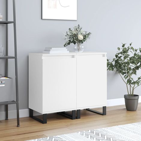 Buffet bas,Buffet Commode industriels 2 pcs blanc 40x35x70 cm bois d’ingénierie -QS29028 (1/5)
