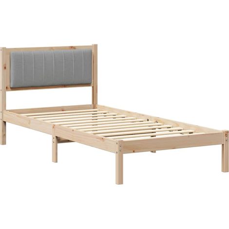 Lit simple  Lit adulte  Cadre de lit avec tête de lit rembourrée Gris clair 90 x 190 cm
