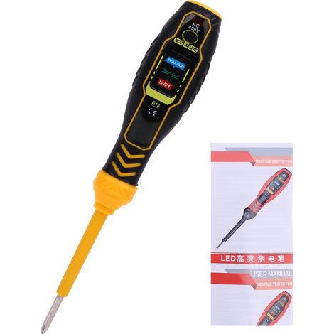 Ortviai Testeur de Tension avec Tournevis Intégré, Détecteur NCV Sans Contact, LED 3 Couleurs, Jaune (1/4)