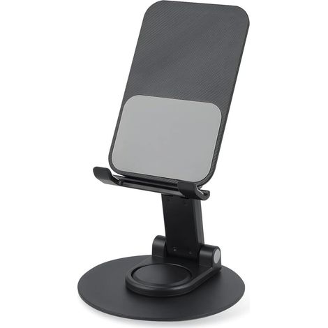 Handyhalterung – Tisch-Handyhalterung, Auto-Handyhalterung, Aluminium, 360°-Drehung, höhenverstellbar, faltbar, stabil und rutschfest, ideal für Büro, Zuhause und Auto (Schwarz)