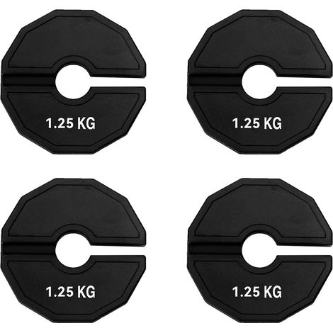 4X Gym Micro-Plates Haltère Poids Fractionné Plaques en Caoutchouc Poids Fractionné Plaques Add-on Change Noir 1,25 Kg (1/5)
