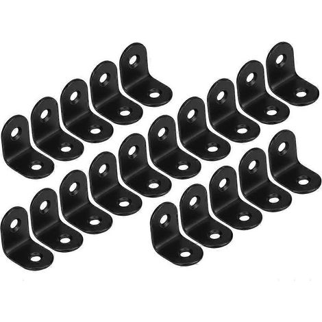 Équerre de fixation noire à angle droit, support métallique en forme de L pour meubles en bois, support d'armoire, lot de 20 pièces, 20 x 20 x 16 mm (1/5)