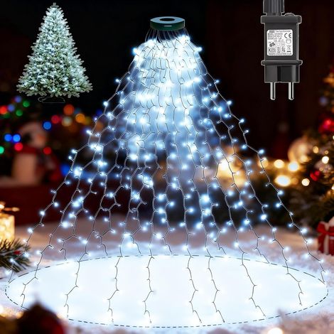Guirlande Lumineuse Sapin de Noël 400 LED 2M x 16 Brins avec Anneau, 8 Modes, Étanche pour Intérieur Extérieur, Décoration d'Arbre de Noël Blanc Froid (1/5)