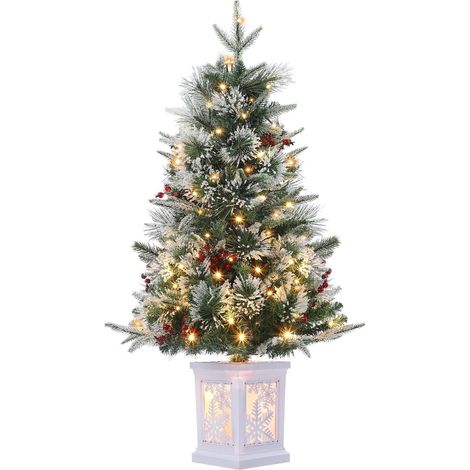 Hoerfuriy – Sapin de Noël artificiel lumineux 90cm – 78 LED blanc chaud – 8 modes d'éclairage – Base double fonction avec flocons de neige (1/5)