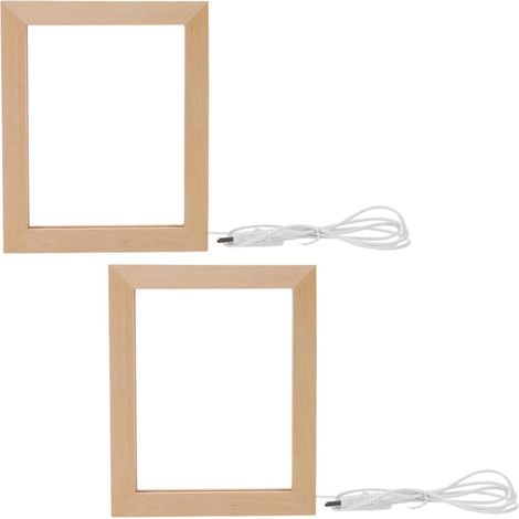2-teiliger 3D-LED-Fotorahmen aus Holz für Büro und Zuhause – LED-Beleuchtung und minimalistischer 3D-Effekt (1/5)