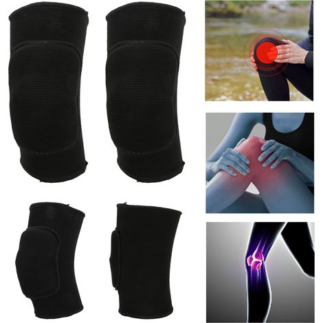 2 pièces Genouillères de Protection Épaisses pour Danse Yoga Gymnastique - Noir Uni