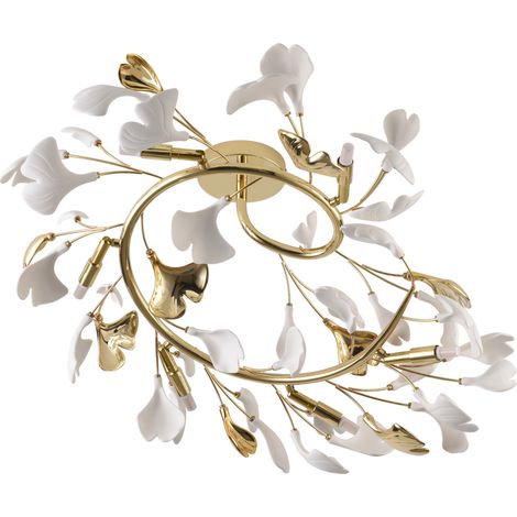 Plafoniera LEAF Zuma Line oro/bianco foglie 6xG9 ceramica (1/3)