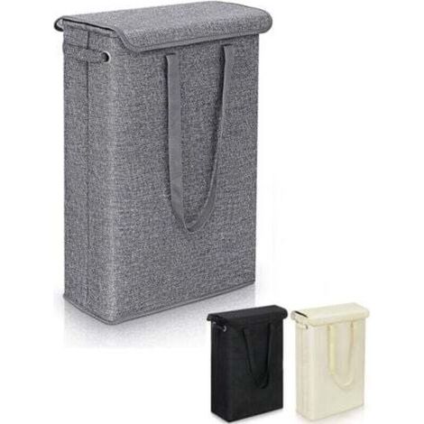Panier à linge pliable 45 L gris – grand volume, design étroit (39 x 19 x 60 cm), avec couvercle, facile à ranger (1/4)