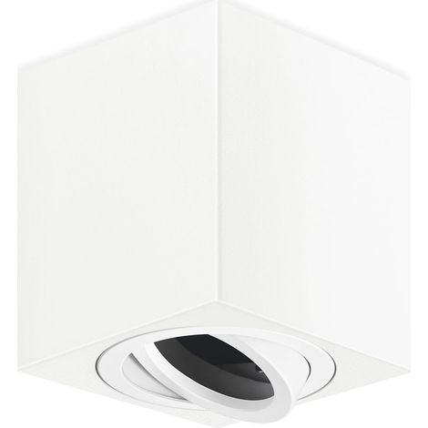Spot GU10 en Saillie Blanc, 80x84mm Spot Plafond Carré, Orientable 30°, Plafonnier 230V avec Douille GU10, Spot de Surface en Aluminium, Sans Ampoule, 1 Pièce (1/5)