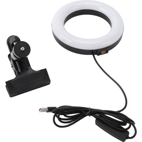 Ortviai Lampe d'appoint circulaire clipable pour visioconférence – 3 températures de lumière (3000K-6000K), réglage progressif de la luminosité, USB (1/5)