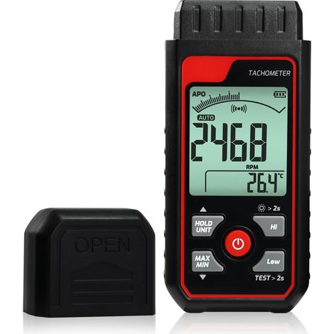 Tachymètre Numérique, Tachymètre Laser Sans Contact, 2,5-999999 RPM Testeur Tachymètre Photo Laser Sans contact Jauge De Vitesse De Rotation avec données Max/Min/AVG pour Automobile Diagnostique (1/5)