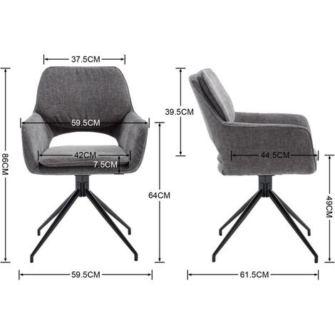 Drehstühle Esszimmer 2er Set mit Armlehnen, drehbar, Chenille, Grau (1/5)