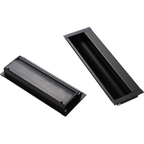 2 Pieces Rectangular Recessed Handles for Sliding Doors, Cabinets, Drawers, Cabinets (Black, 119mm) (1/4)