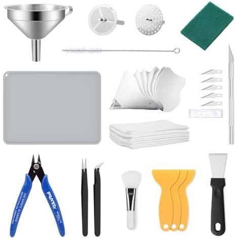 Kit d'outils pour Imprimante 3D Résine, Accessoires LCD, Ensemble d'entonnoirs en Acier Inoxydable, un Outil de Nettoyage, Tampon Silicone, etc l'impression Resin Printer Tool - (1/5)