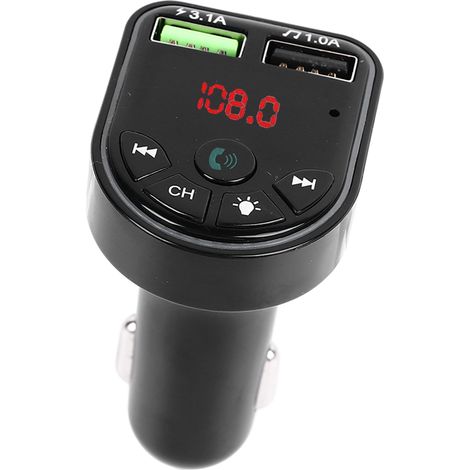 Transmetteur Bluetooth avec éclairage d'ambiance intégré, charge rapide, appel mains libres, lecteur MP3 pour voiture (1/5)