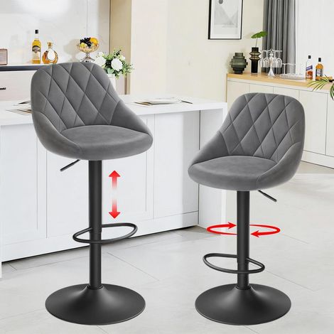 Barhocker 2er Set mit Lehne, höhenverstellbar, drehbar, dunkelgrau (1/5)