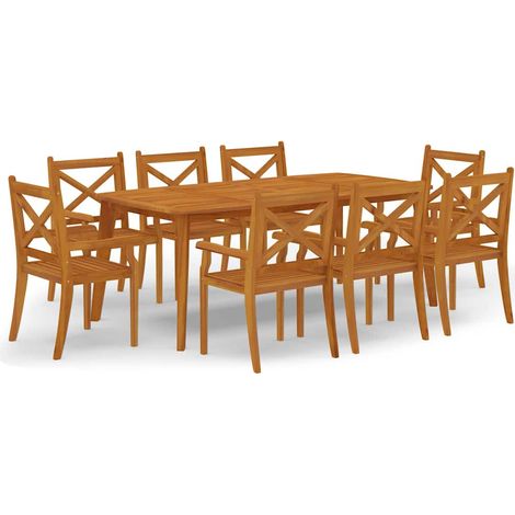 Maison Exclusive - 9-tlg. Garten-Essgruppe Massivholz Akazie (1/5)